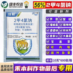 华星56%2甲4氯钠二甲四氯钠阔叶杂草狗尾草猪殃殃苗后除草烂根剂