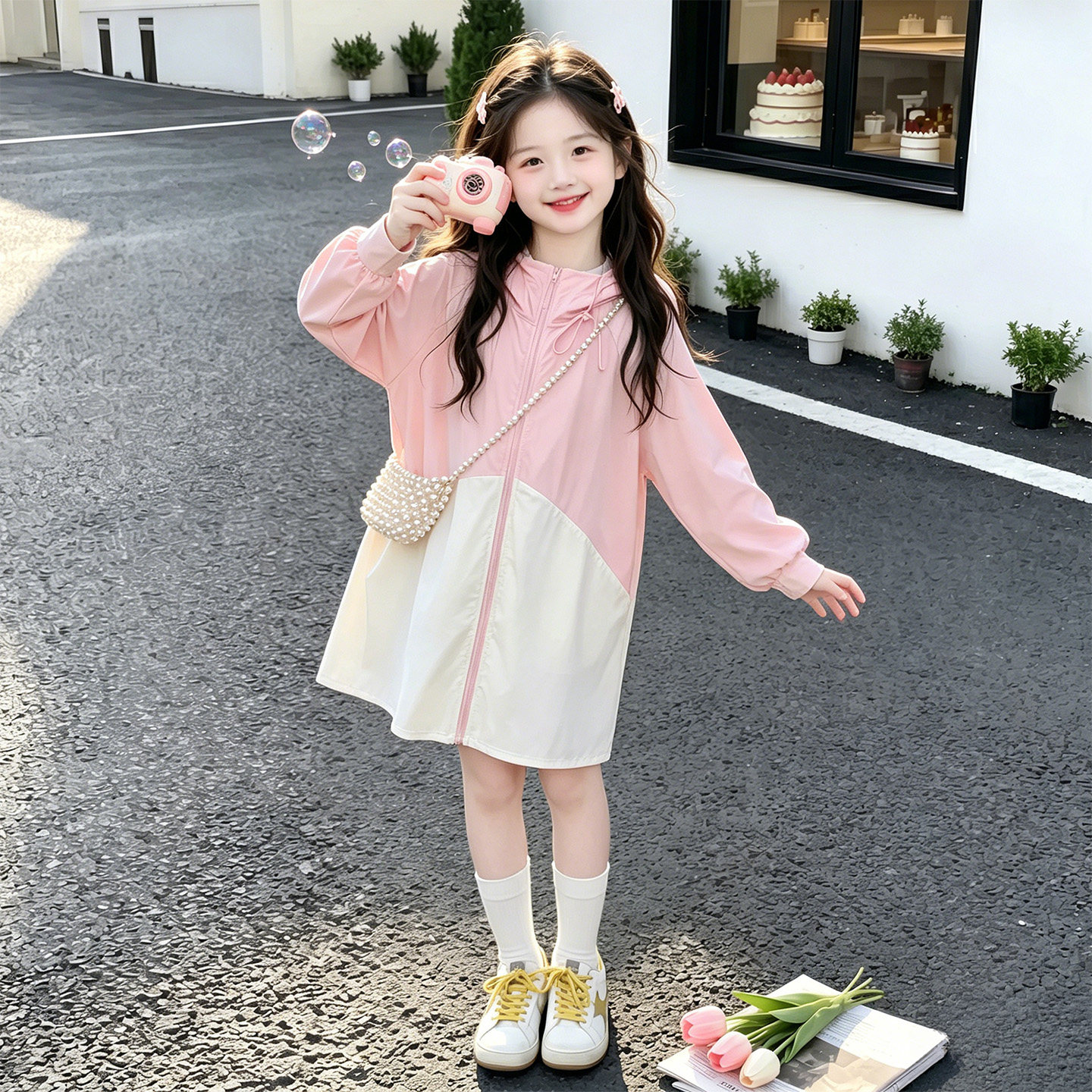 女大童装夏季轻薄韩版长款防晒衣2026新款儿童夏装长袖皮肤衣外套