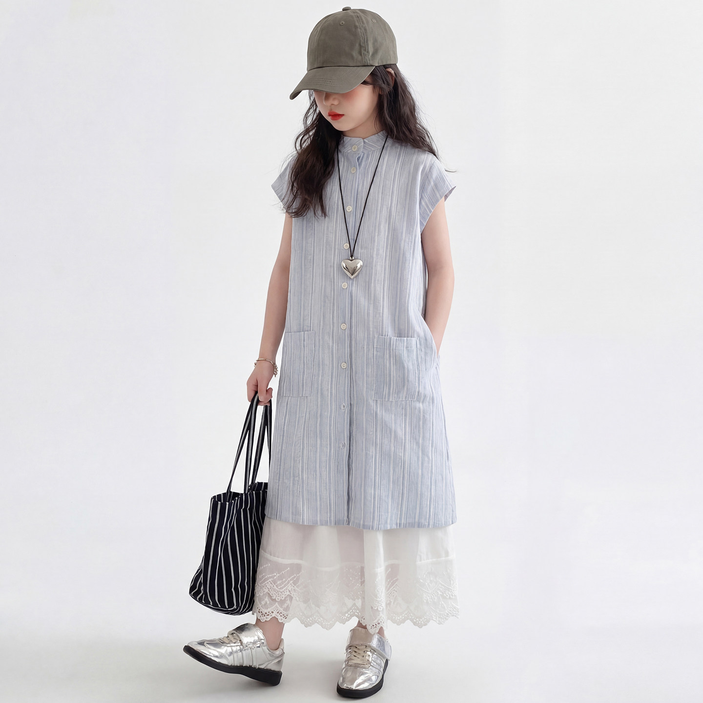女童连衣裙夏季套装2026新款儿童超好看韩系衬衫裙女大童气质裙子
