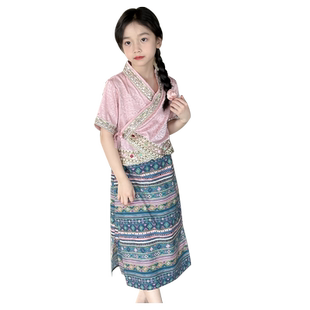 傣族服装儿童女三月三少数民族服装2025新款西双版纳舞蹈演出服