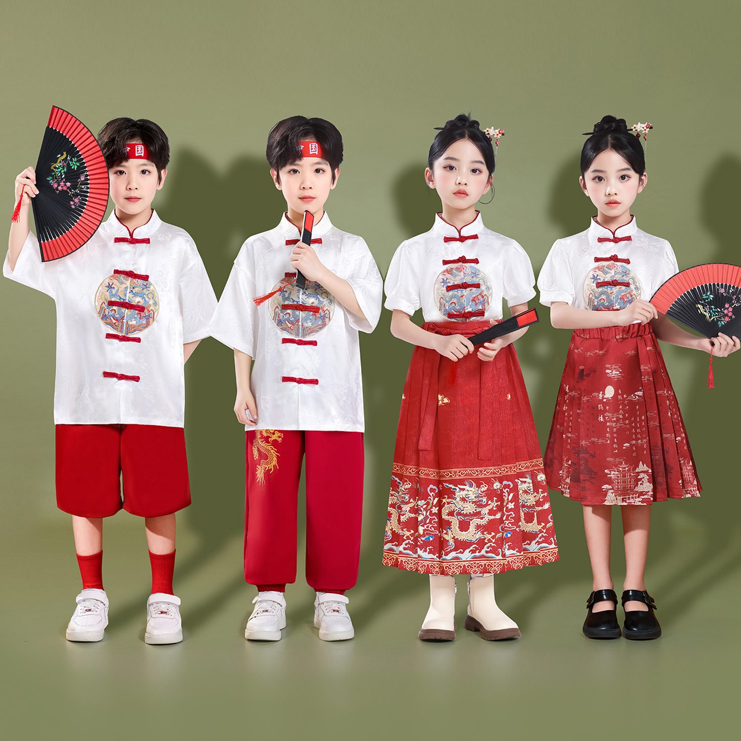 儿童演出服合唱朗诵服中式马面裙