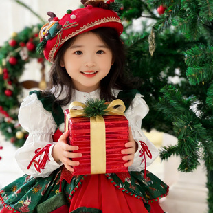 重工蓬蓬裙洋气小女孩 圣诞战服套装 洛丽塔女童公主裙冬季 2025新款
