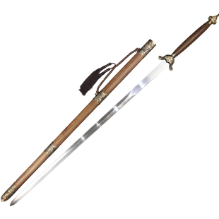 龙泉市古剑轩双手剑长剑训练用剑花纹钢宝剑加长太极剑硬剑未开刃