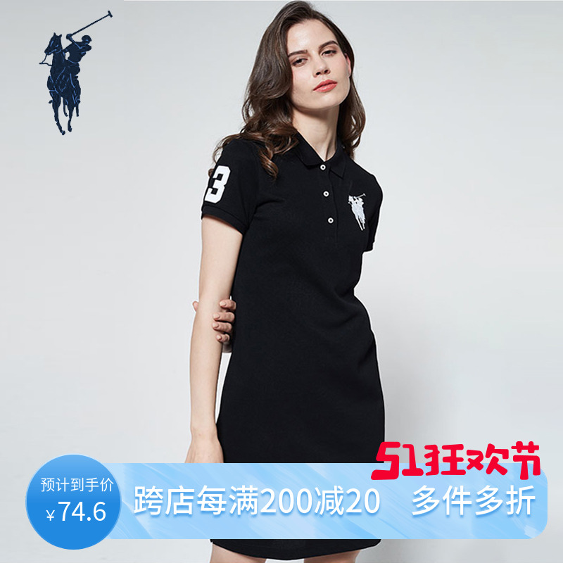 Polo保罗短袖polo连衣裙女夏季2024新款休闲运动显瘦中长款裙子