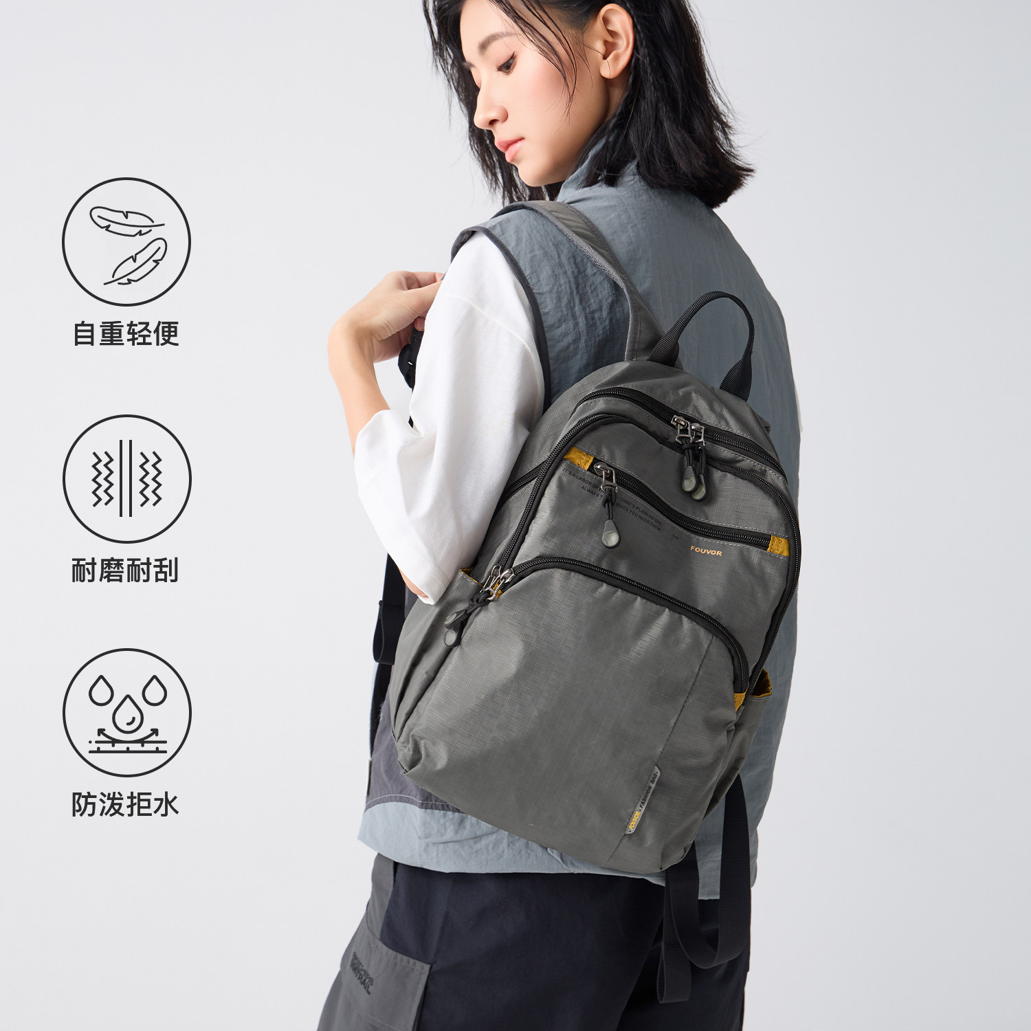 火狐时尚双肩包女新款户外休闲大容量背包旅行包男书包通勤电脑包