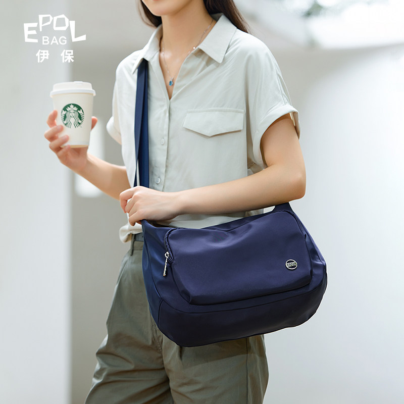 EPOL新月尼龙斜挎包女士新款简约休闲帆布包旅游通勤大容量单肩包
