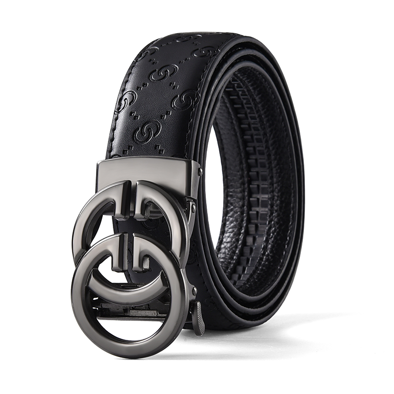 男士字母扣二层真皮合金扣韩版