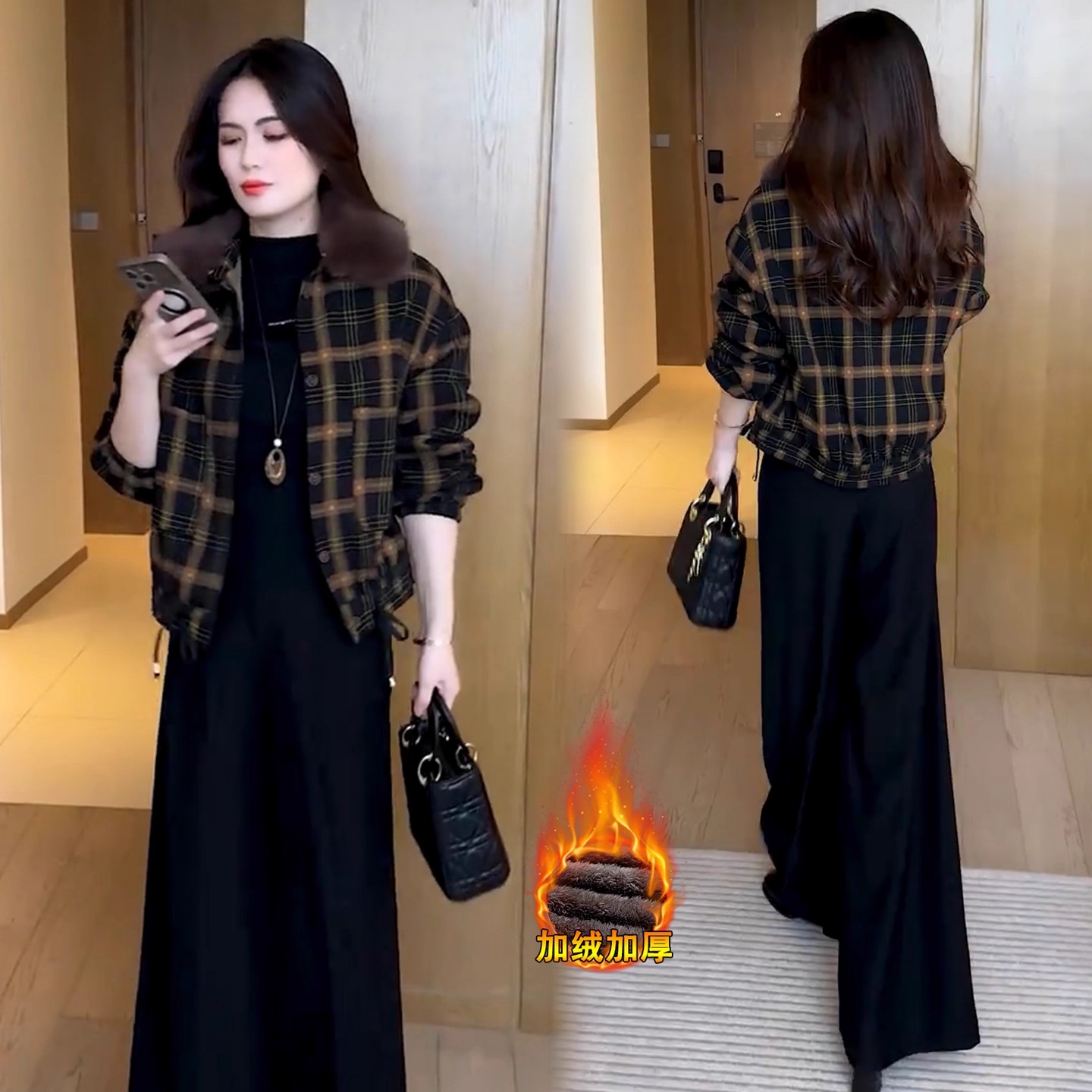 时尚休闲短款外套女2025冬季新款小个子洋气宽松显瘦加绒夹克上衣