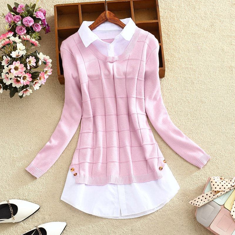 Sweater 2019 Korean Edition lattice Long sleeve shirt V. Socket sweater Base coat jacketin the Women's clothing/Boutique , Sweaters  category - from Buy2taobao.com to provide professional Taobao agent buy service