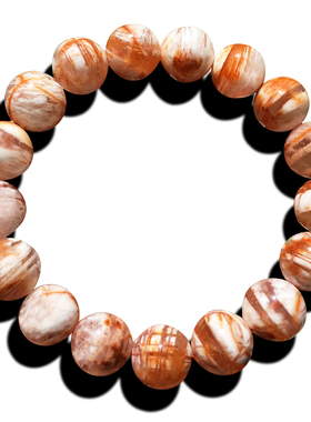 天然雪花幽灵水晶手链10mm女款圆珠粉白雪花幽灵单圈水晶手串饰品