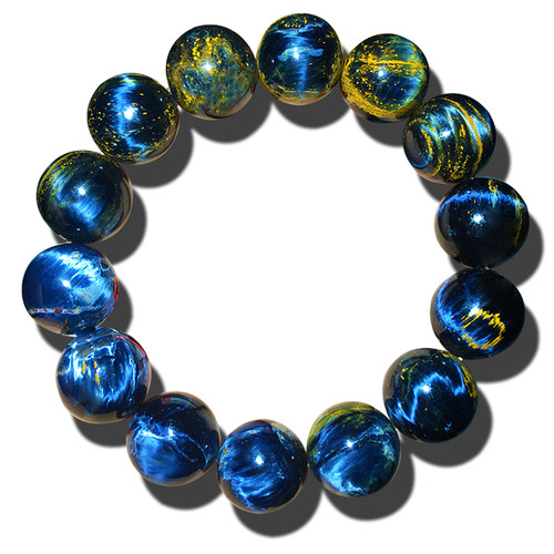 Pietersite彼得石手链纳米比亚料手串蓝彩闪猫眼星球地球纹精品