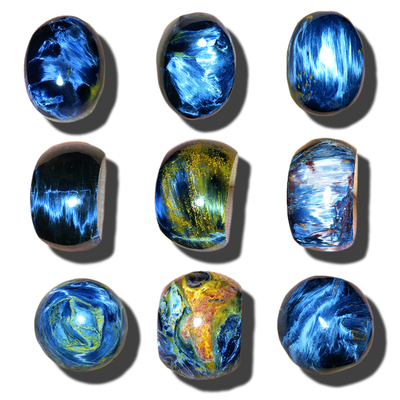 彼得石戒面镶嵌蛋面圆形拱形裸石纳米比亚料火彩蓝色色彩有猫眼
