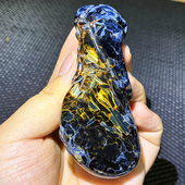 彼得石手把件盘玩件如意瓶雕刻饰品蓝彩地球纹纳米比亚料