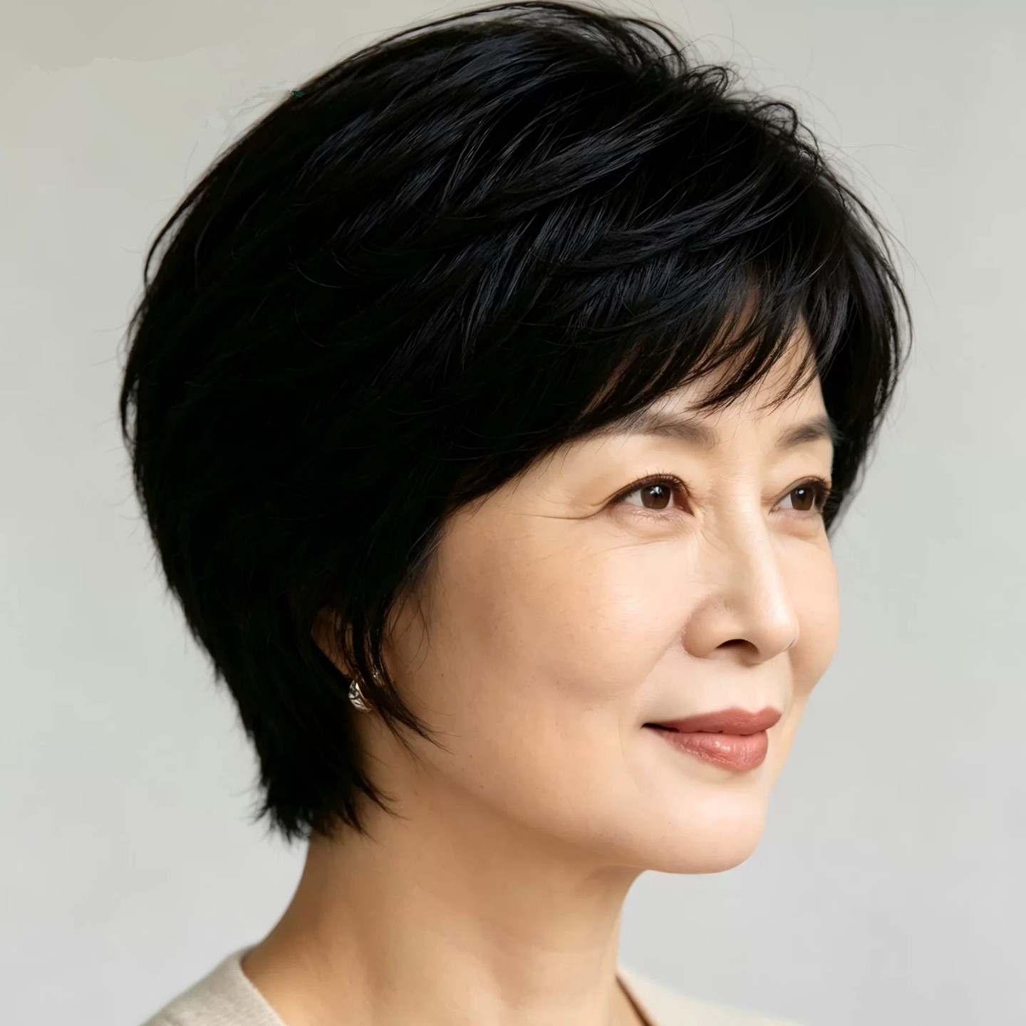 中老年自然真发短直发整顶假发