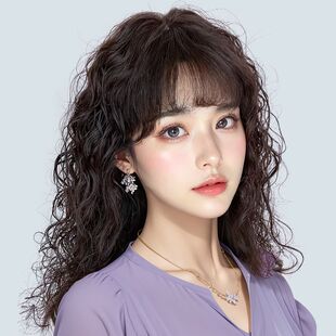 假发女长发全头套式中老年女妈妈款中长发自然真发全真人发卷发套