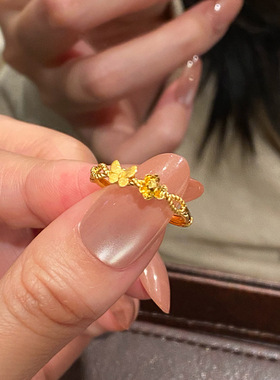 金色碎冰冰小繁花蝴蝶戒指2026新款小众设计高级感时尚手饰品定制