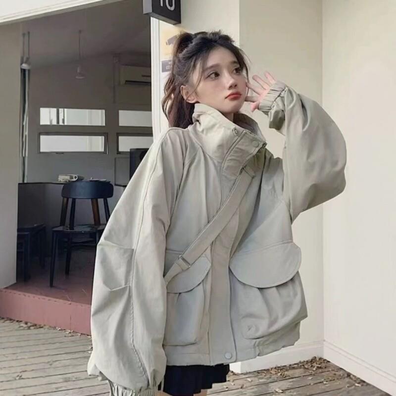 美式短款冲锋衣外套女春夏款2026新款宽松休闲薄款小众夹克上衣潮图片