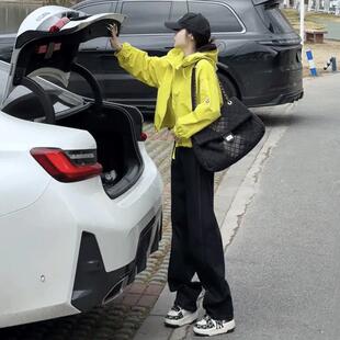 宽松百搭显瘦小个子休闲上衣 韩版 连帽双拉链冲锋衣外套女春季 新款