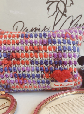 EVA海棠花未眠编织复古风情超大容量手拿包收纳包大化妆包证件包