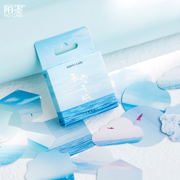 EVA陌墨天空之城小清新唯美蓝色大海手帐礼封口贴纸贴画盒装贴纸