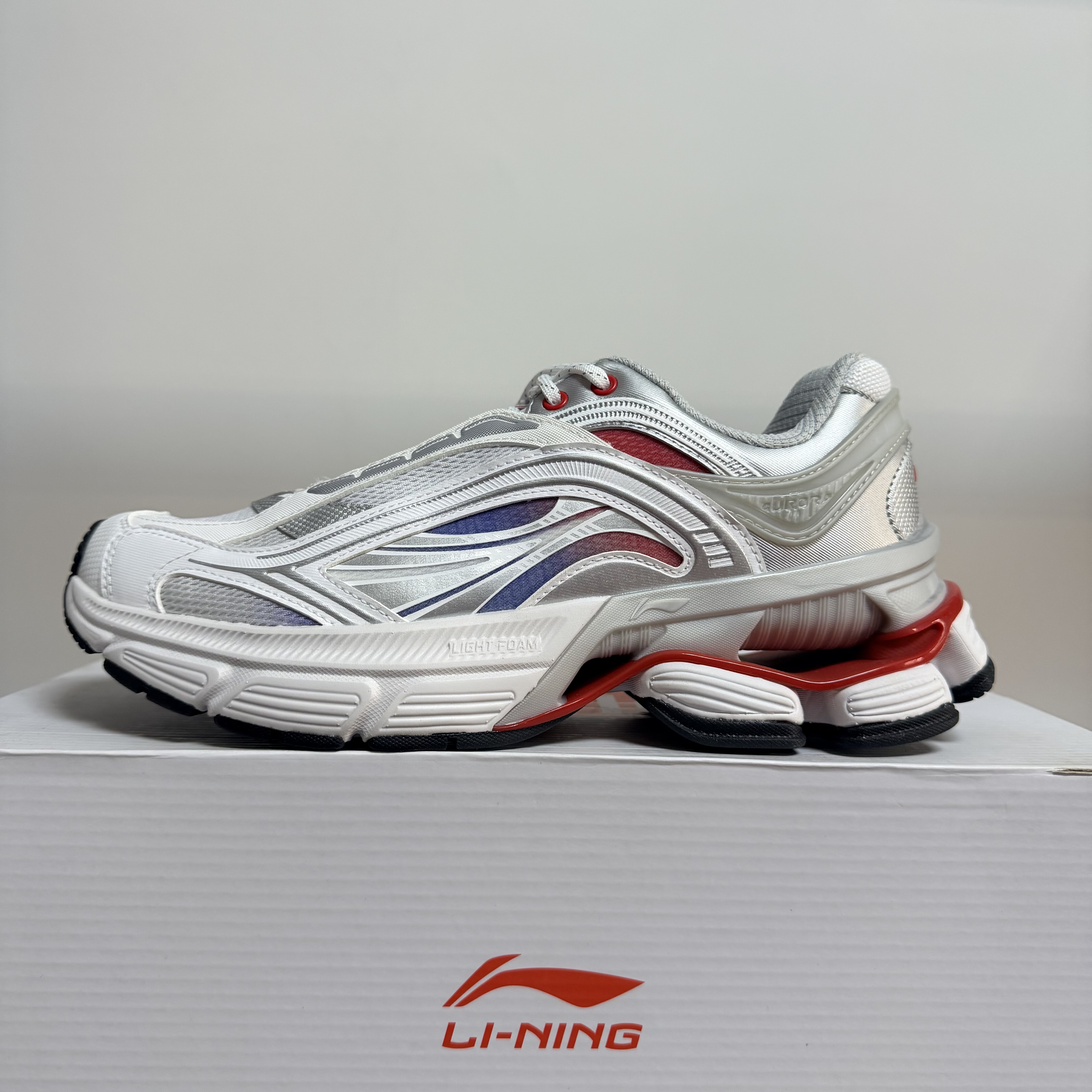 李宁 极光  舒适耐磨复古厚底增高低帮休闲鞋男款标准白AGCU051-4