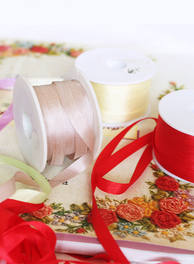 7毫米Silk真丝丝带手工diy自绣材料彩带装饰带红色丝带定制宽丝带