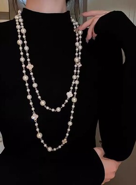 法国【设计师】Glam Dani 优雅动人小众珍珠毛衣链轻奢四叶项链