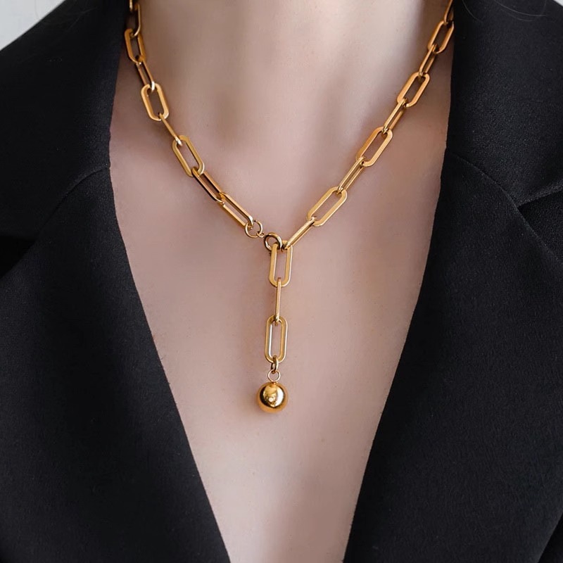 法国【设计师】Glam Dani 轻奢小众高级感粗链条时尚小金球项链