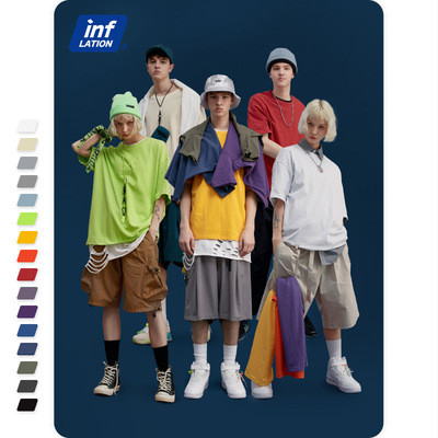 防水情侣装纯色oversize短袖T恤