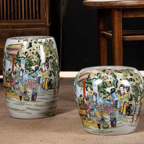 雨彤家居“十二金钗”明清古典陶瓷鼓凳茶几凳仿古陶瓷凳茶室凳