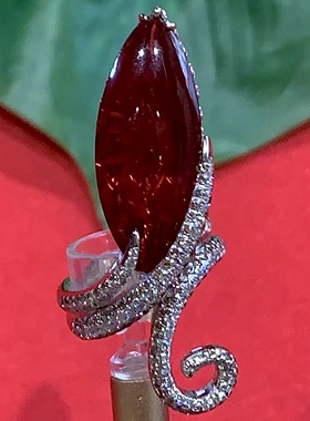 东京广福珠宝类直播商品EMS直邮 K18白金火欧泊镶钻戒指