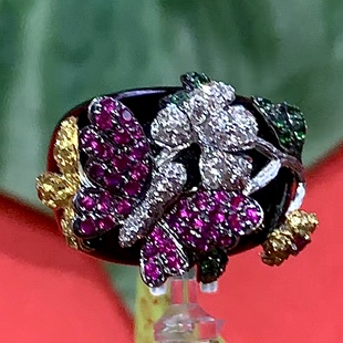 东京广福珠宝类直播商品EMS直邮 K18WG各宝石镶嵌戒指