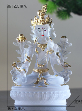 真琉璃家居佛堂摆件白度母