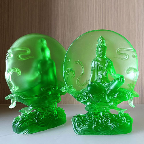 古法琉璃中式摆件水月观音