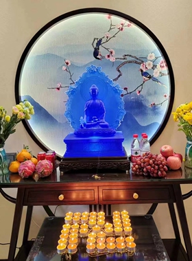 琉璃药师光如来中式佛堂供奉宝相