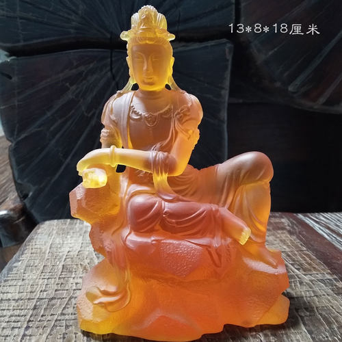古法琉璃中式摆件自在观音
