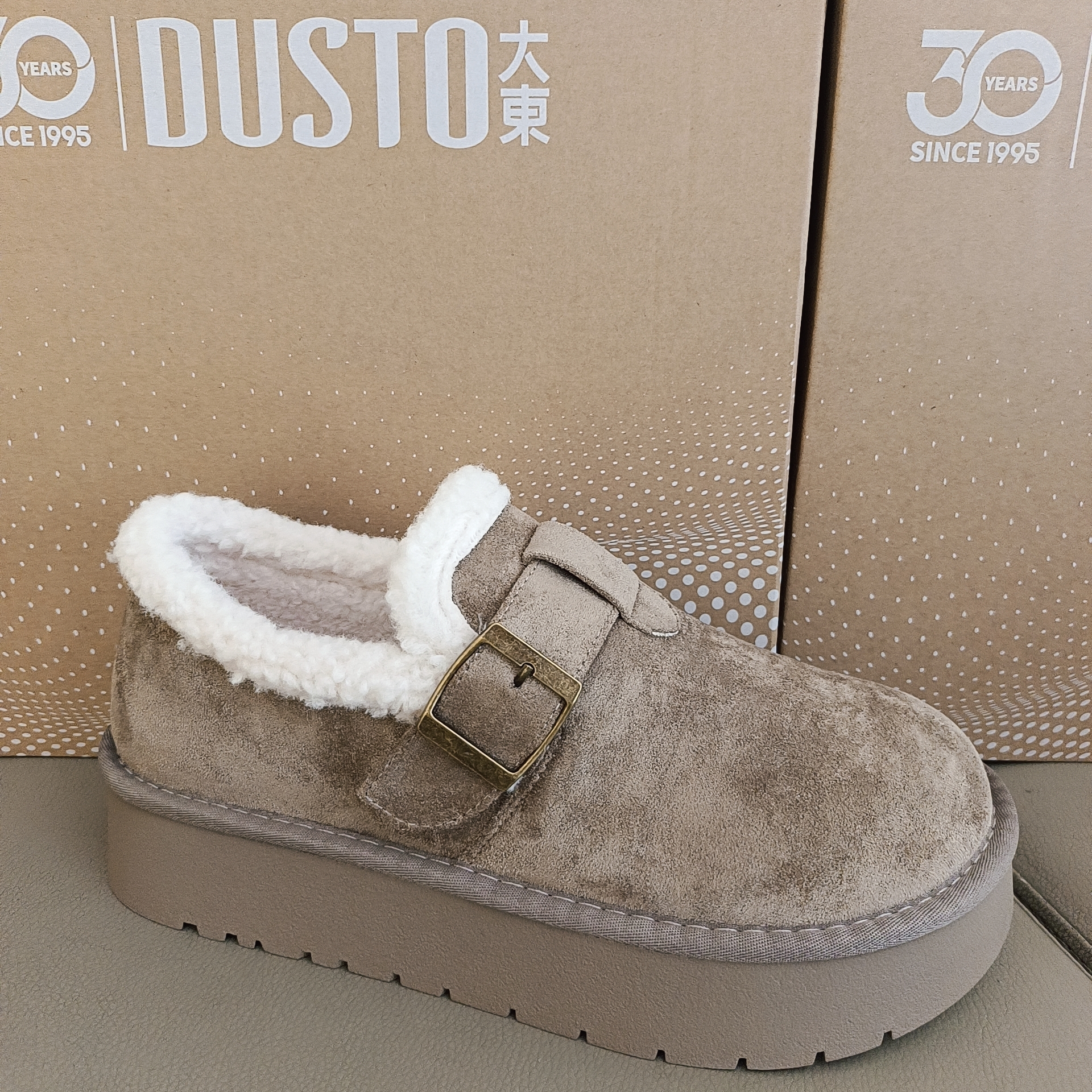 大东加绒勃肯鞋女2025新款冬季保暖厚底雪地靴一脚蹬毛毛鞋1725c