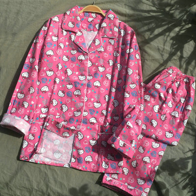 女hellokitty纯棉长袖睡衣套装