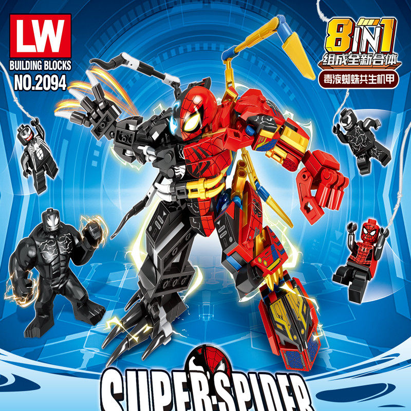 乐玩2094英雄蛛侠毒液共生体益智玩具拼装男生小颗粒积木礼物