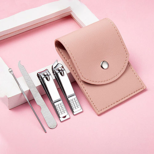 不锈钢指甲钳四件套指甲刀简约便携式指甲剪修甲耳勺套装福利起店