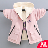 女童外套2026春秋新款 女大童儿童洋气双面穿防风连帽冲锋衣夹克潮