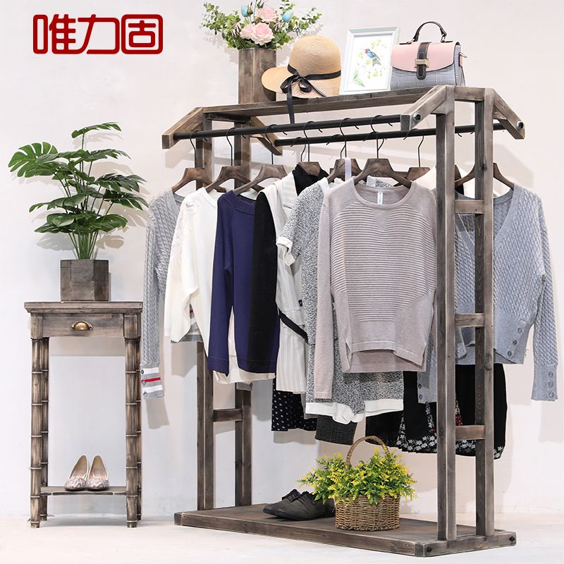 12-06新券唯力固服装店装修实木双边货架