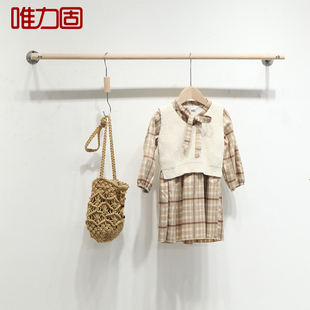 店创意服装 童装 架正面挂衣架壁挂钩正挂钩衣服架卡通设计实木韩日