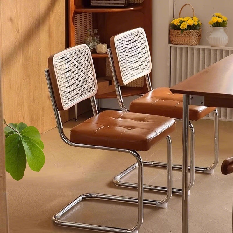 中古藤編餐椅家用餐桌椅靠背椅子飯廳吃飯輕奢高級感咖啡廳休閒椅