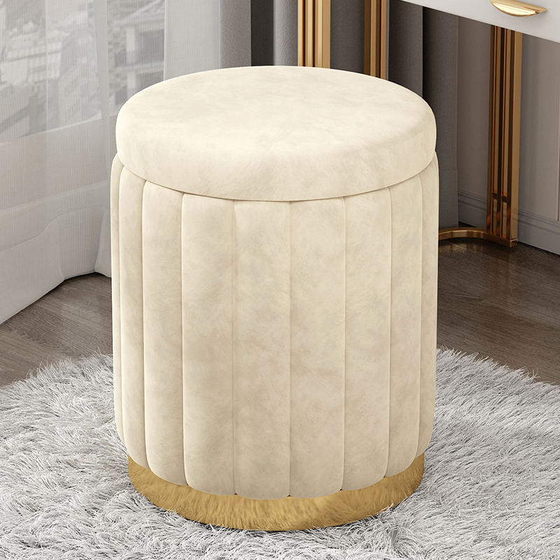 化妆凳家用轻奢高级感女生卧室网红化妆台椅子现代简约储物圆凳子