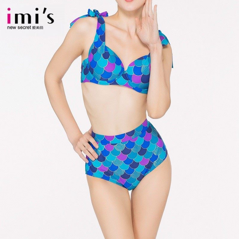 IMIS爱美丽女士泳装美人鱼钢托3/4钢托比基尼两件套泳衣IM67AMM1
