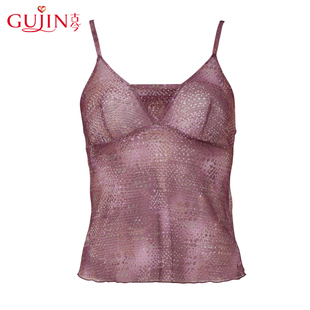 性感网纱印花舒适吊带衫 女式 4B203 GUJIN专柜正品 古今