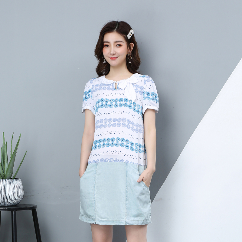 艾格连衣裙女春夏新款韩版气质显瘦中长款收腰裙子