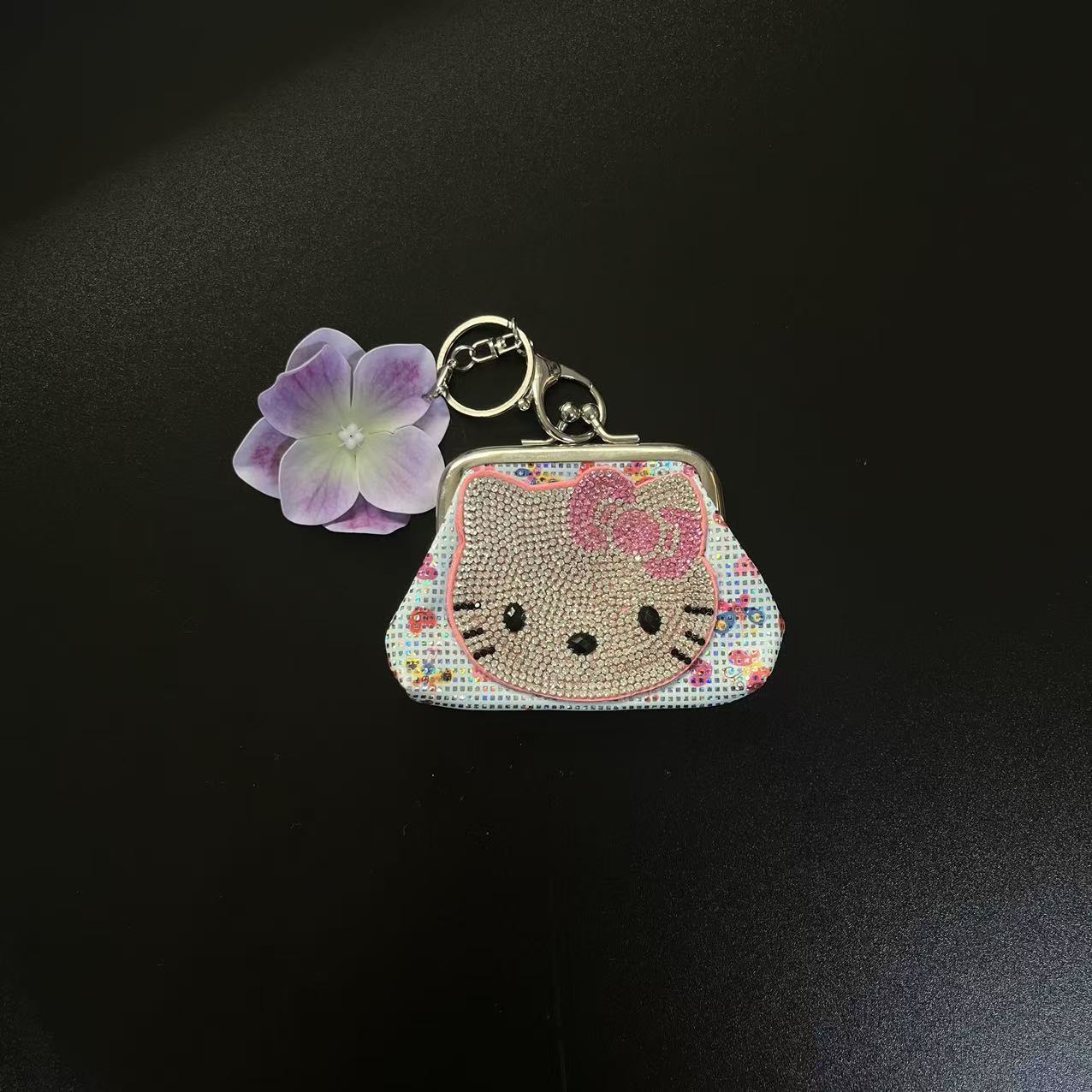 手工自制Kitty零钱包千禧辣妹闪钻早古包挂件钥匙扣装饰品耳机包