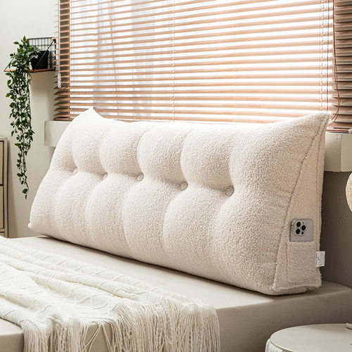 日式纯色泰迪绒床头靠垫大靠背卧室沙发软包护腰无床头榻榻米靠枕